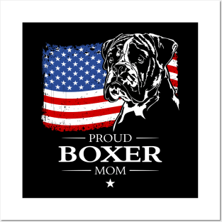 Proud Boxer Dog Mom American Flag patriotic dog Posters and Art